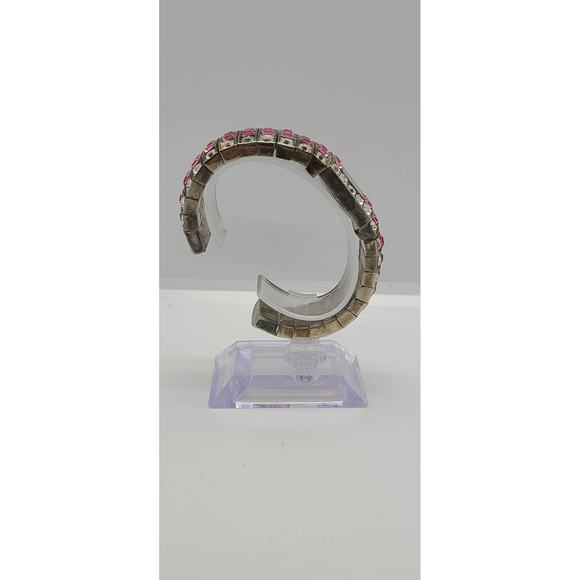Women's Swanie watch. Pink and silver jeweled bangle style band - Picture 5 of 8